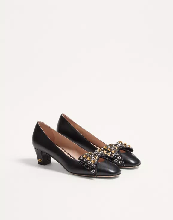Valentino Bowow Pump In Kidskin With Studs 45Mm - Image 6